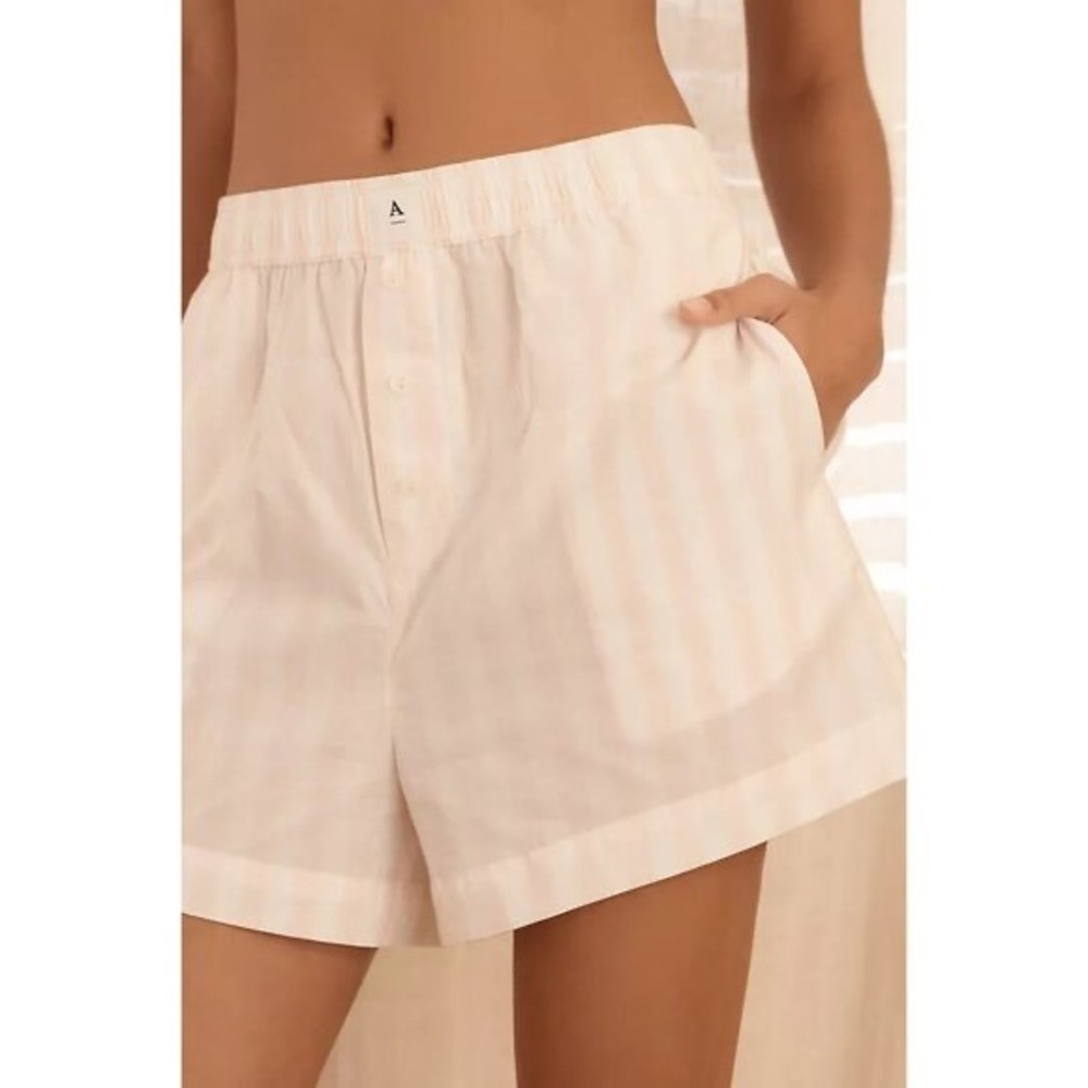 Anthropologie The Wren Boxer Short Cotton | Pink & White Stripe | Sz L NWOT